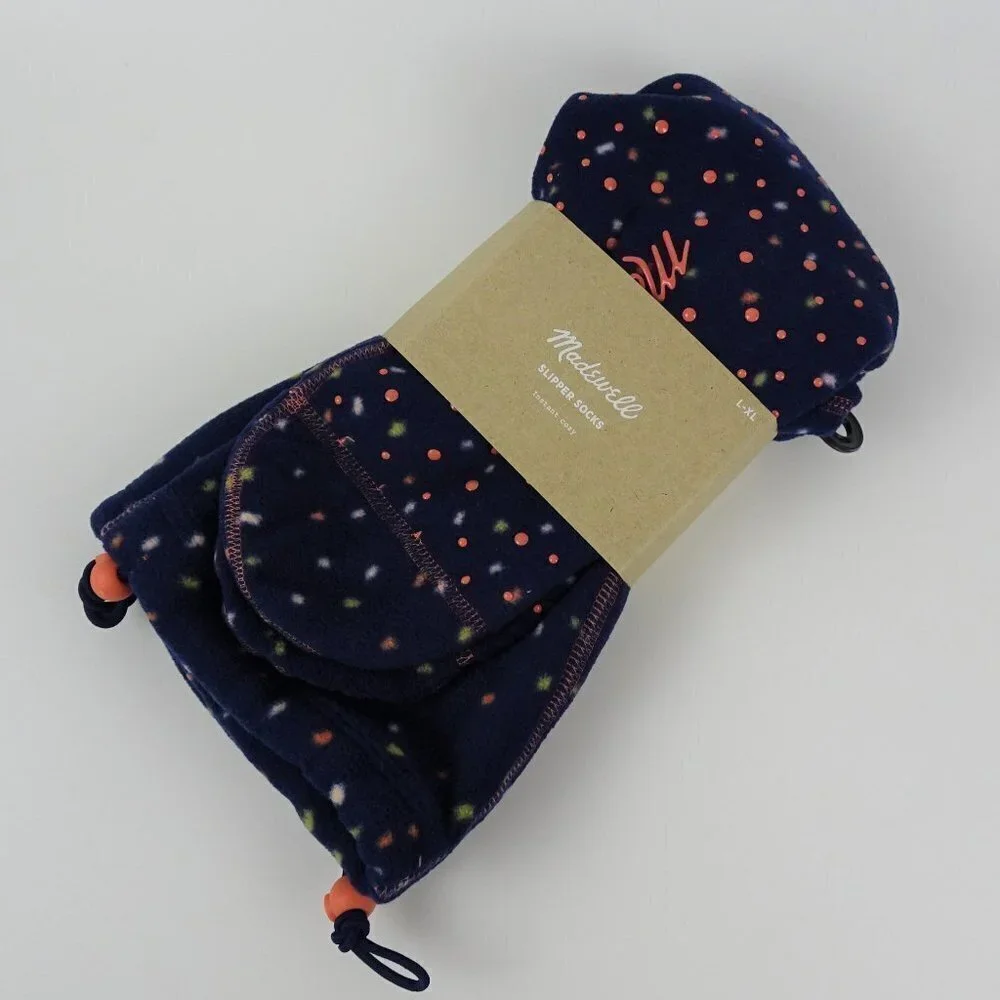 Madewell Slipper Socks Plush Fleece Indigo Blue Cozy NWT